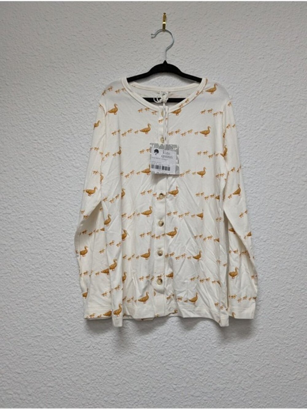 Kate Quinn Bamboo Honey Ducks Cardigan 8Y Geese Goose Duck